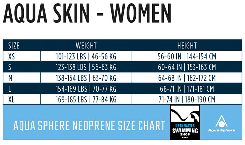 AQUA SKIN- V3 - Dames size chart